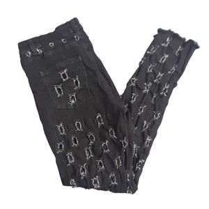 Purple Candy Jeans Women Girls Ripped Stretch Skinny Black Denim Pants Size XL